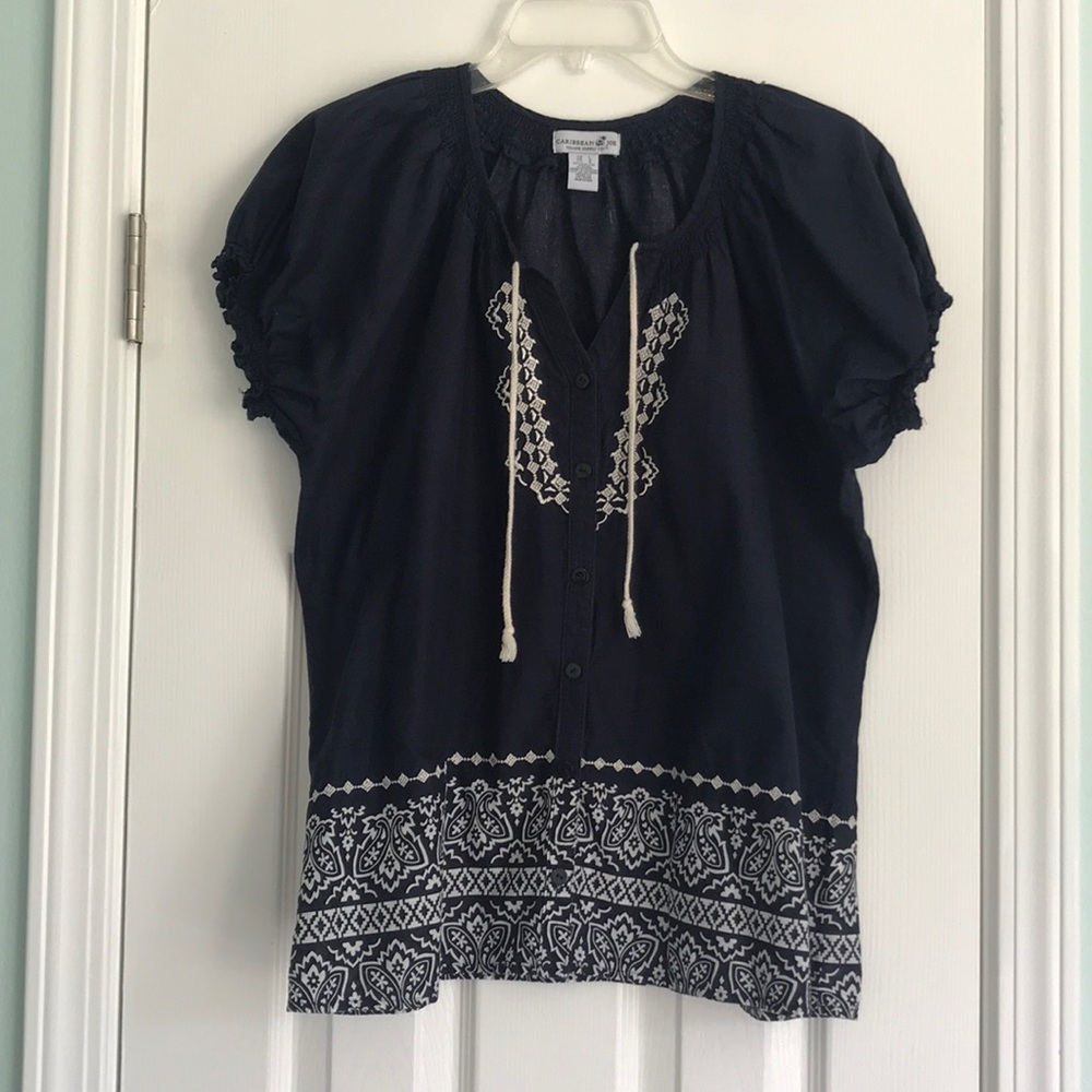 Caribbean Joe Navy Blue Top Size Large